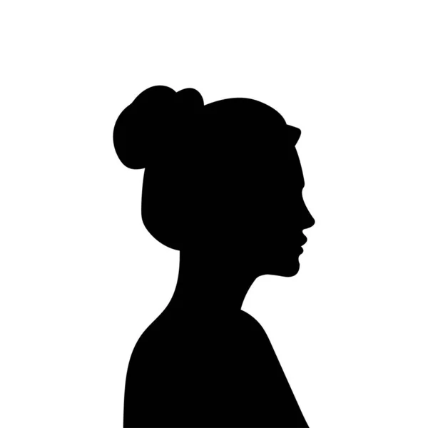 女性のアバタープロフィール 白い背景に隔離された女性の頭部またはアイコンのベクトルシルエット 女性の美しさの象徴 — ストックベクタ