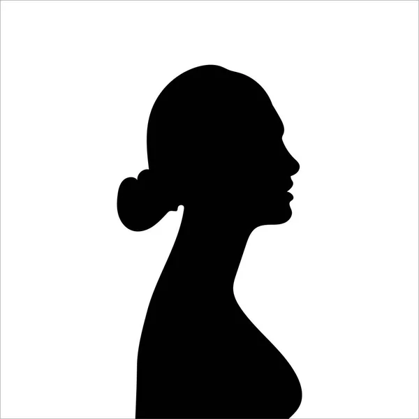 Perfil Mujer Avatar Silueta Vectorial Cabeza Una Mujer Icono Aislado — Vector de stock