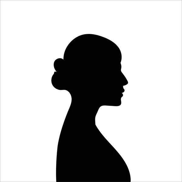 女性のアバタープロフィール 白い背景に隔離された女性の頭部またはアイコンのベクトルシルエット 女性の美しさの象徴 — ストックベクタ