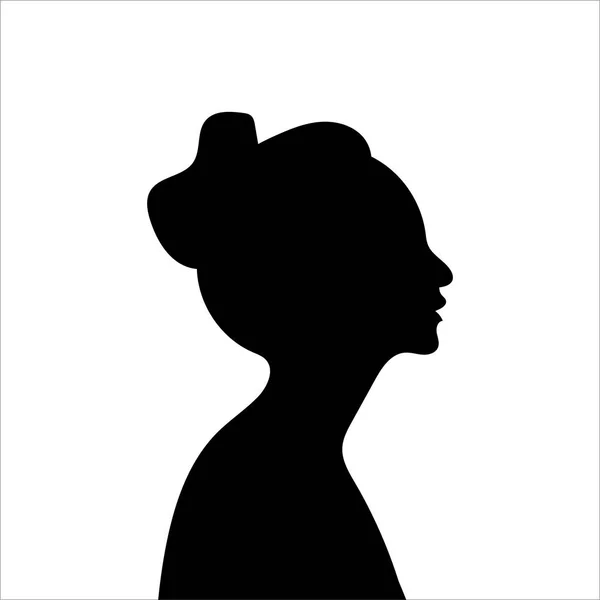 Профиль Женщины Векторный Силуэт Женской Головы Иконы Изолирован Белом Фоне — стоковый вектор