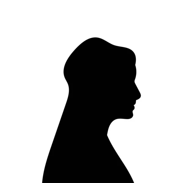 Kvinnlig Avatarprofil Vektor Siluett Kvinnas Huvud Eller Ikon Isolerad Vit — Stock vektor