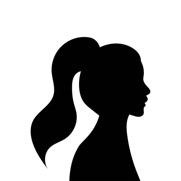 Kvinnlig Avatarprofil Vektor Siluett Kvinnas Huvud Eller Ikon Isolerad Vit — Stock vektor