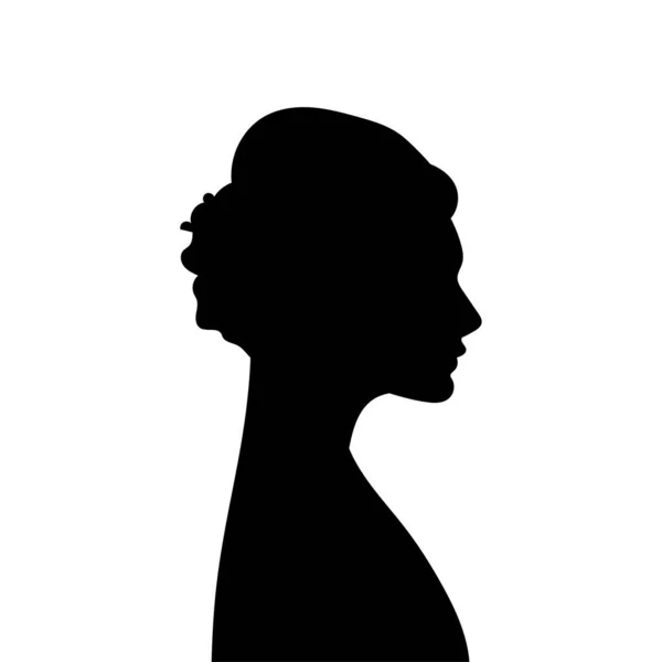 Profilo Avatar Della Donna Silhouette Vettoriale Della Testa Icona Una — Vettoriale Stock