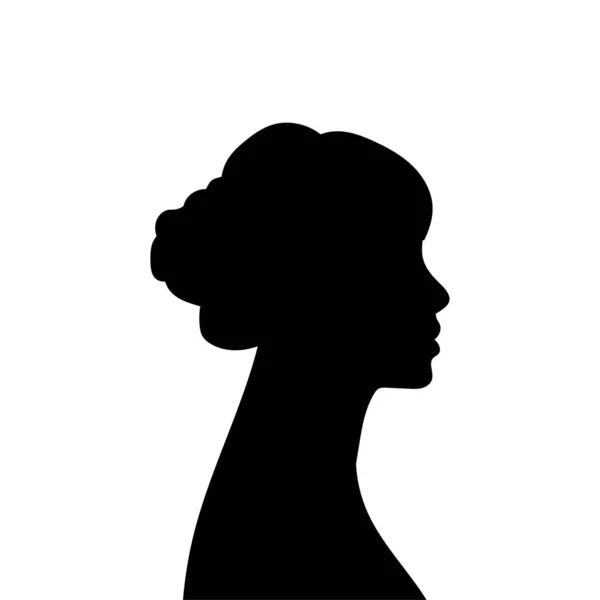 Perfil Mujer Avatar Silueta Vectorial Cabeza Una Mujer Icono Aislado — Vector de stock