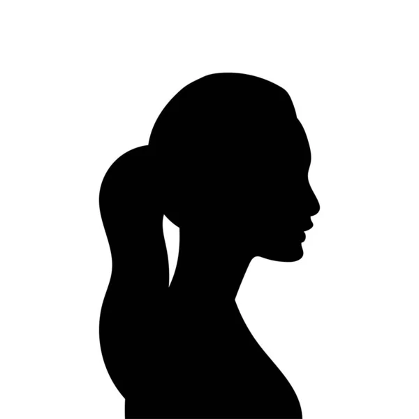 Perfil Mujer Avatar Silueta Vectorial Cabeza Una Mujer Icono Aislado — Vector de stock