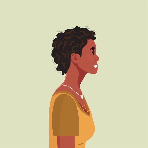 Retrato Perfil Jovem Bela Mulher Afro Americana Mulher Com Pele — Vetor de Stock