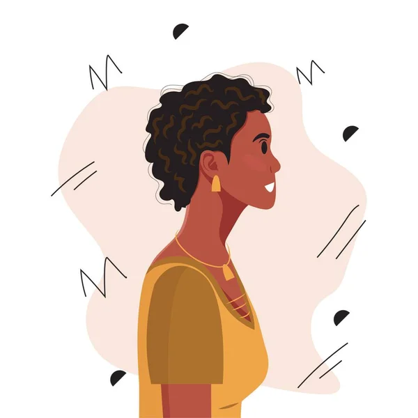 Junge Schöne Afroamerikanische Frau Profil Porträt Weibliche Person Mit Brauner — Stockvektor