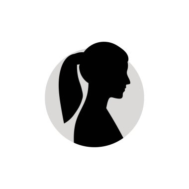 Kadın kafasının silueti. Beyaz arkaplanda vektör illüstrasyonu.