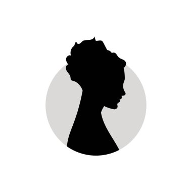 Kadın kafasının silueti. Beyaz arkaplanda vektör illüstrasyonu.