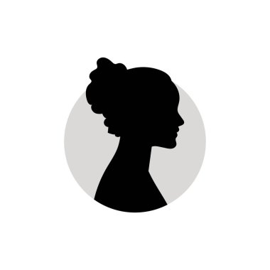 Kadın kafasının silueti. Beyaz arkaplanda vektör illüstrasyonu.