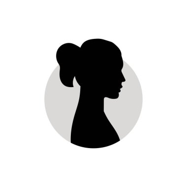 Kadın kafasının silueti. Beyaz arkaplanda vektör illüstrasyonu.