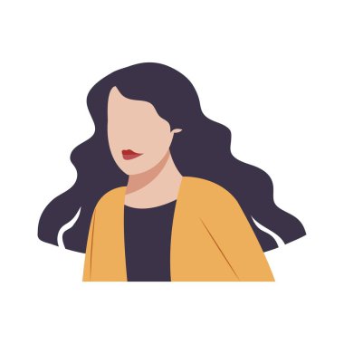 Genç nesil. Modern genç kadın karakter avatarı beyaz arka planda izole edildi. Renkli düz vektör illüstrasyonu