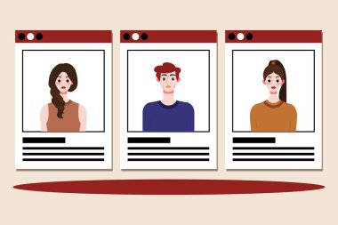 Sosyal medya profili resimleri. Düz dizayn. Vektör illüstrasyonu.