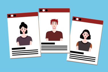 Sosyal ağlar için profil fotoğraf şablonları seti. Düz biçimli vektör illüstrasyonu