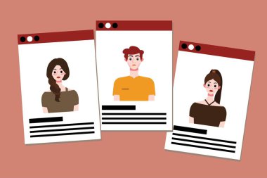 Sosyal ağlar için profil fotoğraf şablonları seti. Düz biçimli vektör illüstrasyonu