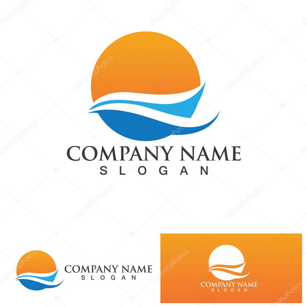 Water wave icon vector illustration design logo
