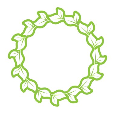 Yaprak yeşili dekorasyon dairesi logosu ve sembol vektör şablonu