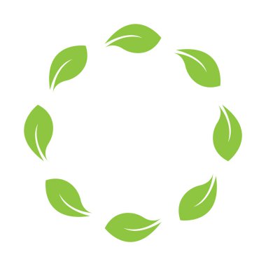 Yaprak yeşili dekorasyon dairesi logosu ve sembol vektör şablonu