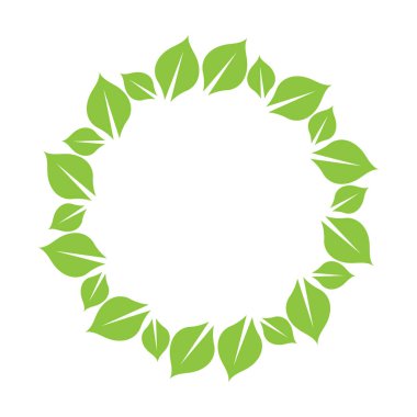 Yaprak yeşili dekorasyon dairesi logosu ve sembol vektör şablonu