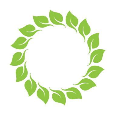 Yaprak yeşili dekorasyon dairesi logosu ve sembol vektör şablonu