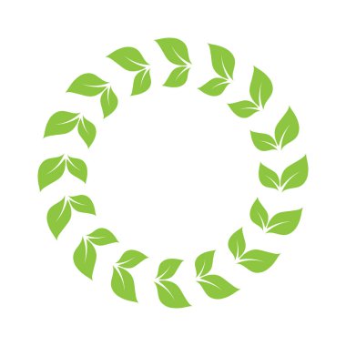 Yaprak yeşili dekorasyon dairesi logosu ve sembol vektör şablonu