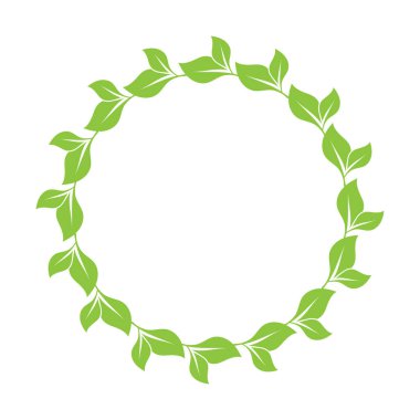 Yaprak yeşili dekorasyon dairesi logosu ve sembol vektör şablonu