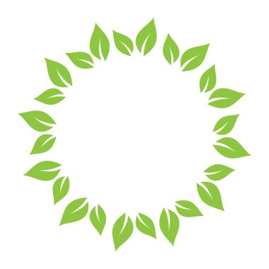 Yaprak yeşili dekorasyon dairesi logosu ve sembol vektör şablonu