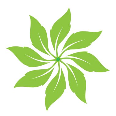 Yaprak yeşili süs tasarımı ve sembol vektör şablonu