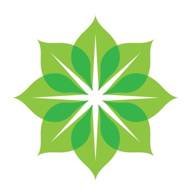 Yaprak yeşili süs tasarımı ve sembol vektör şablonu