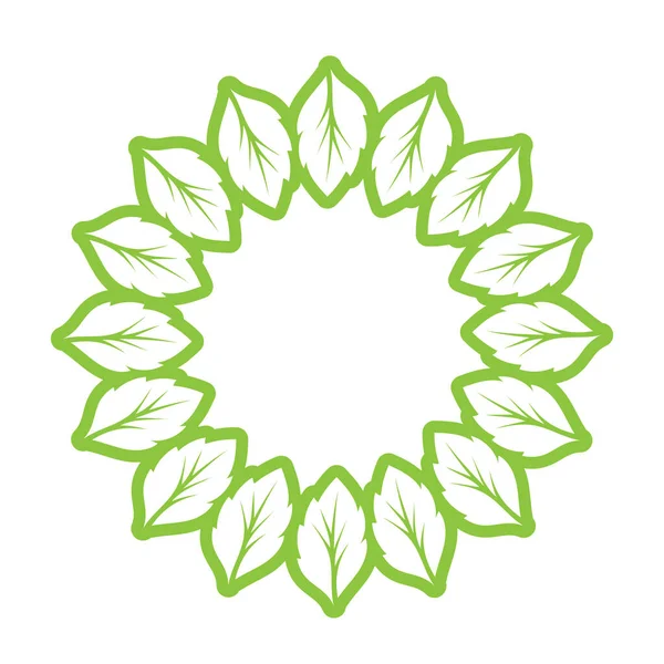 Logo Cercului Decor Verde Frunze Șablon Vectorial Simbol — Vector de stoc