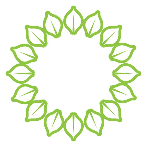 Yaprak Yeşili Dekorasyon Dairesi Logosu Sembol Vektör Şablonu — Stok Vektör
