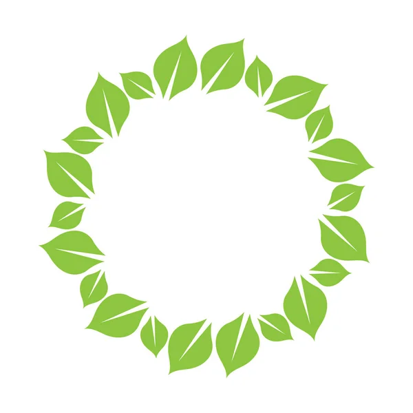 Blatt Grüne Dekoration Kreis Logo Und Symbol Vektor Vorlage — Stockvektor