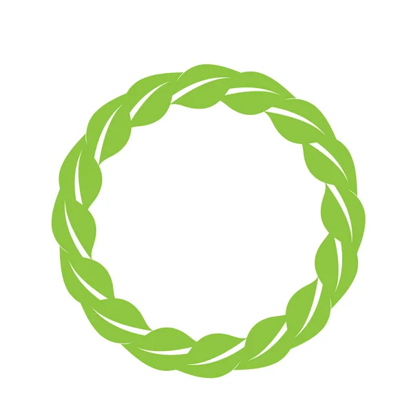 Modèle Vectoriel Logo Symbole Cercle Décoration Vert Feuille — Image vectorielle