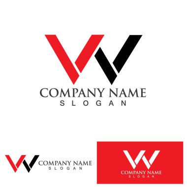 W Harfi Logo Şablonu vektör çizimi tasarımı