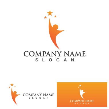 İnsanlar yıldız başarı logosu ve sembol vektörü