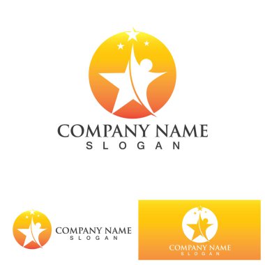 İnsanlar yıldız başarı logosu ve sembol vektörü