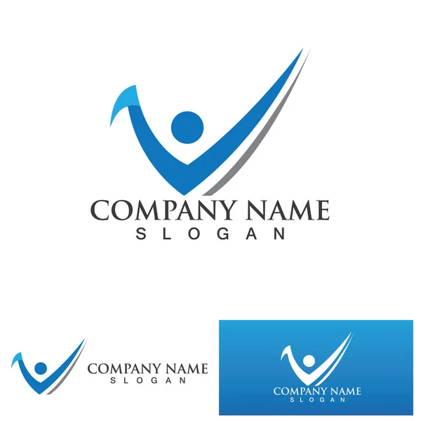 Erfolg Menschen Logo Vektor Design Vorlage — Stockvektor
