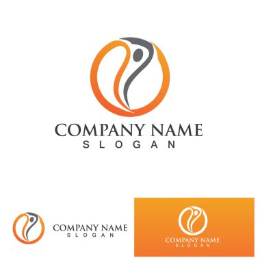 İnsan karakteri logosu çizim vektörü tasarımı