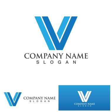 V Harfi Logo Şablonu vektör resimleme
