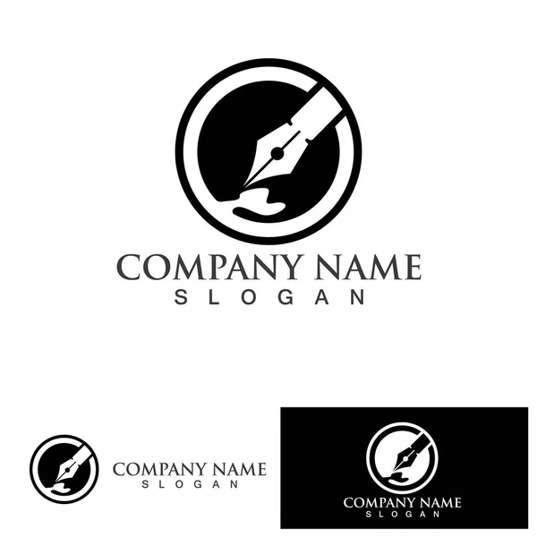 Modelo Logotipo Sinal Caneta Ilustração Vetorial —  Vetores de Stock