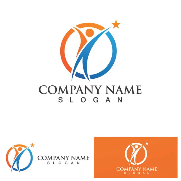 Homem Negócios Vetor Logotipo Sucesso — Vetor de Stock