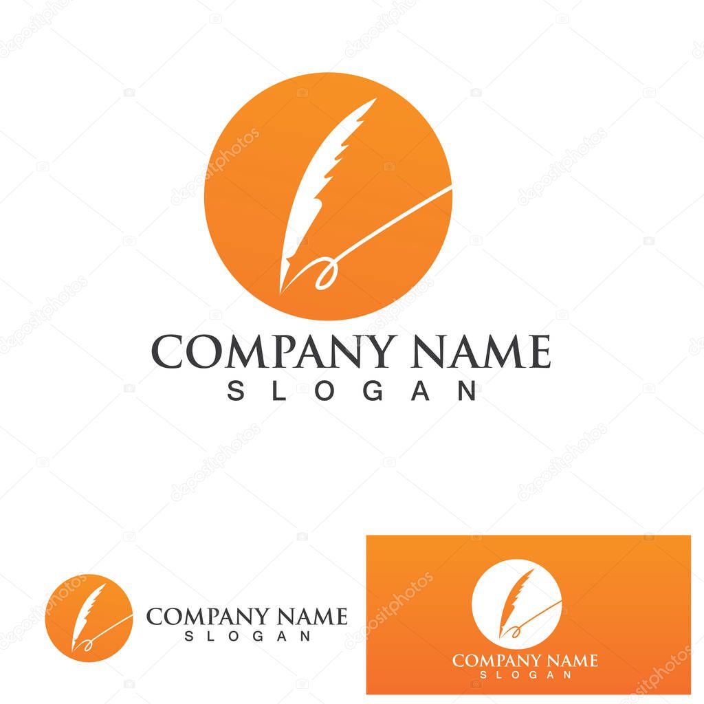 Feather law logo template-vector