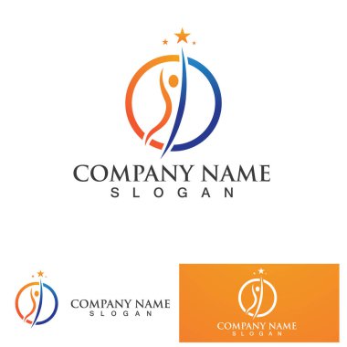 İnsanlar yıldız başarı logosu ve sembol vektörü