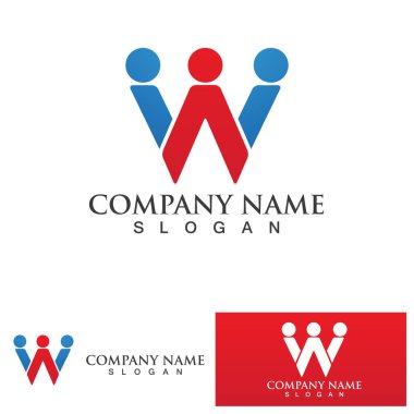 W Harfi Logo Şablonu vektör çizimi tasarımı