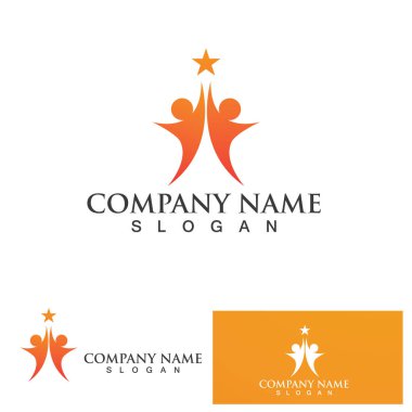 İnsanlar yıldız başarı logosu ve sembol vektörü