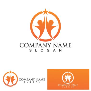 İnsanlar yıldız başarı logosu ve sembol vektörü