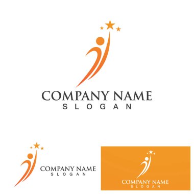 İnsanlar yıldız başarı logosu ve sembol vektörü