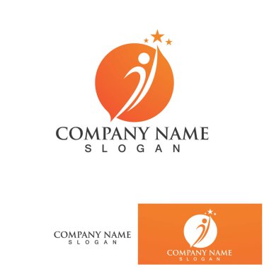 İnsanlar yıldız başarı logosu ve sembol vektörü