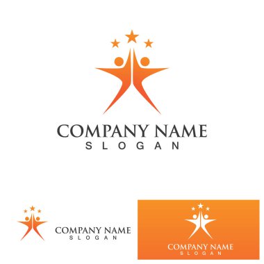 Yıldız insanlar logo tasarımı. Yıldız toplum vektör logosu. yıldız topluluğu insan vektör logosu.
