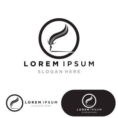 Tüy kalem logosu şablonu Vektör çizimi